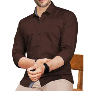 VeBNoR Men Regular Fit Solid Spread Collar Casual Shirt