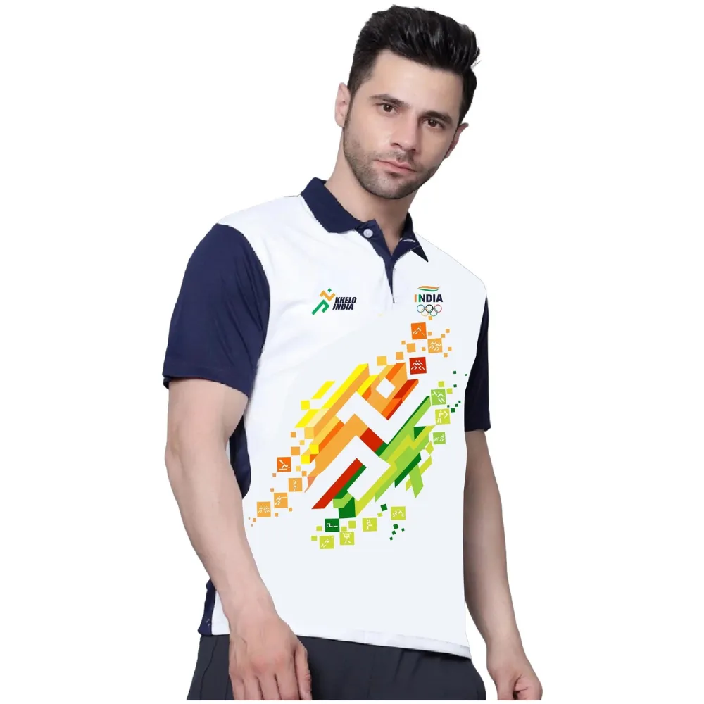 Axen Men Printed Polo Neck Polyester Multicolor T-Shirt - Image 3
