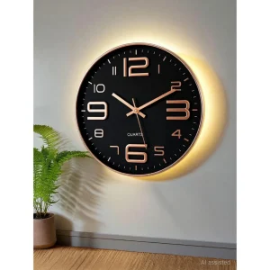 AshandRoh Analog-Digital 32 cm X 32 cm Wall Clock (Beige, With Glass, Standard)